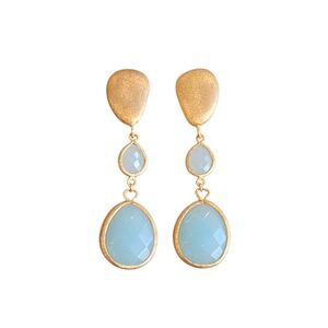 NWT - 14k Gold and Blue Quartzite Drop Earrings